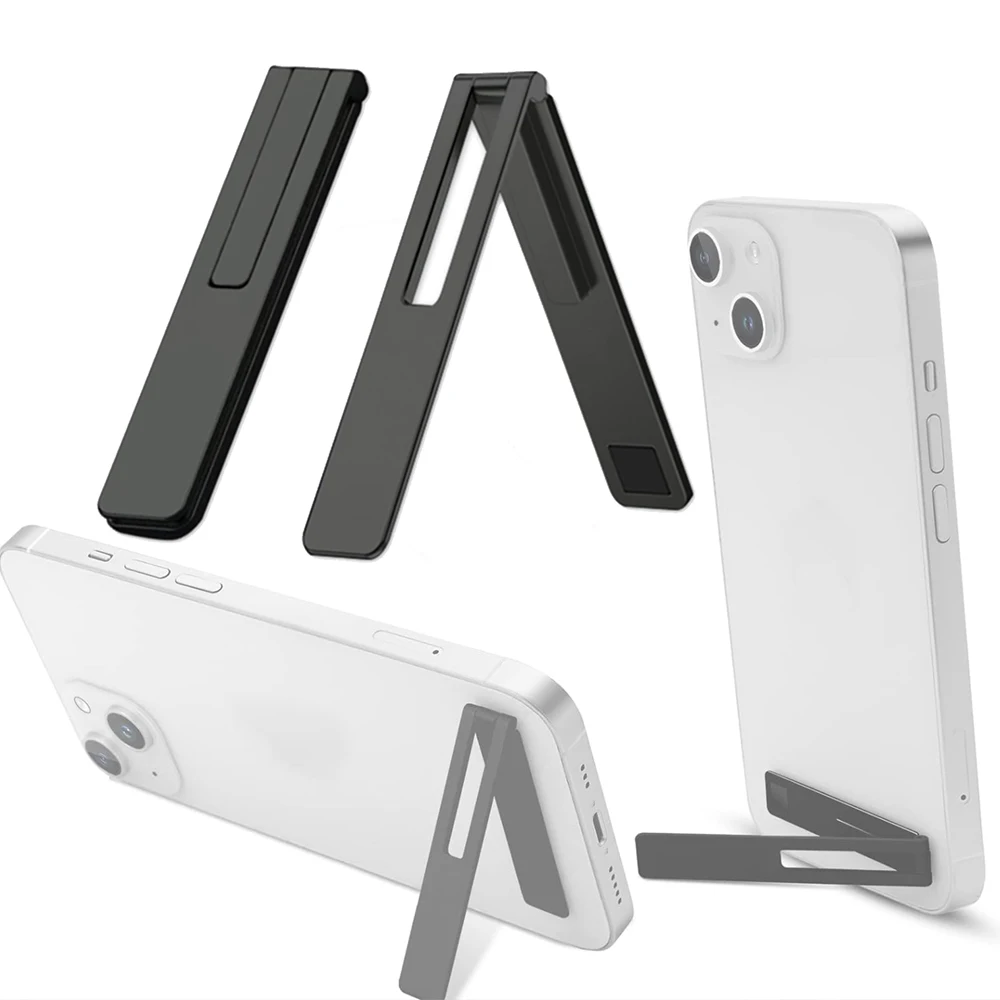 

Ultra Thin Cell Phone Holder, Adjustable Angle Mini Alloy Phone Kickstand Portable Phone Stand Foldable Horizontal