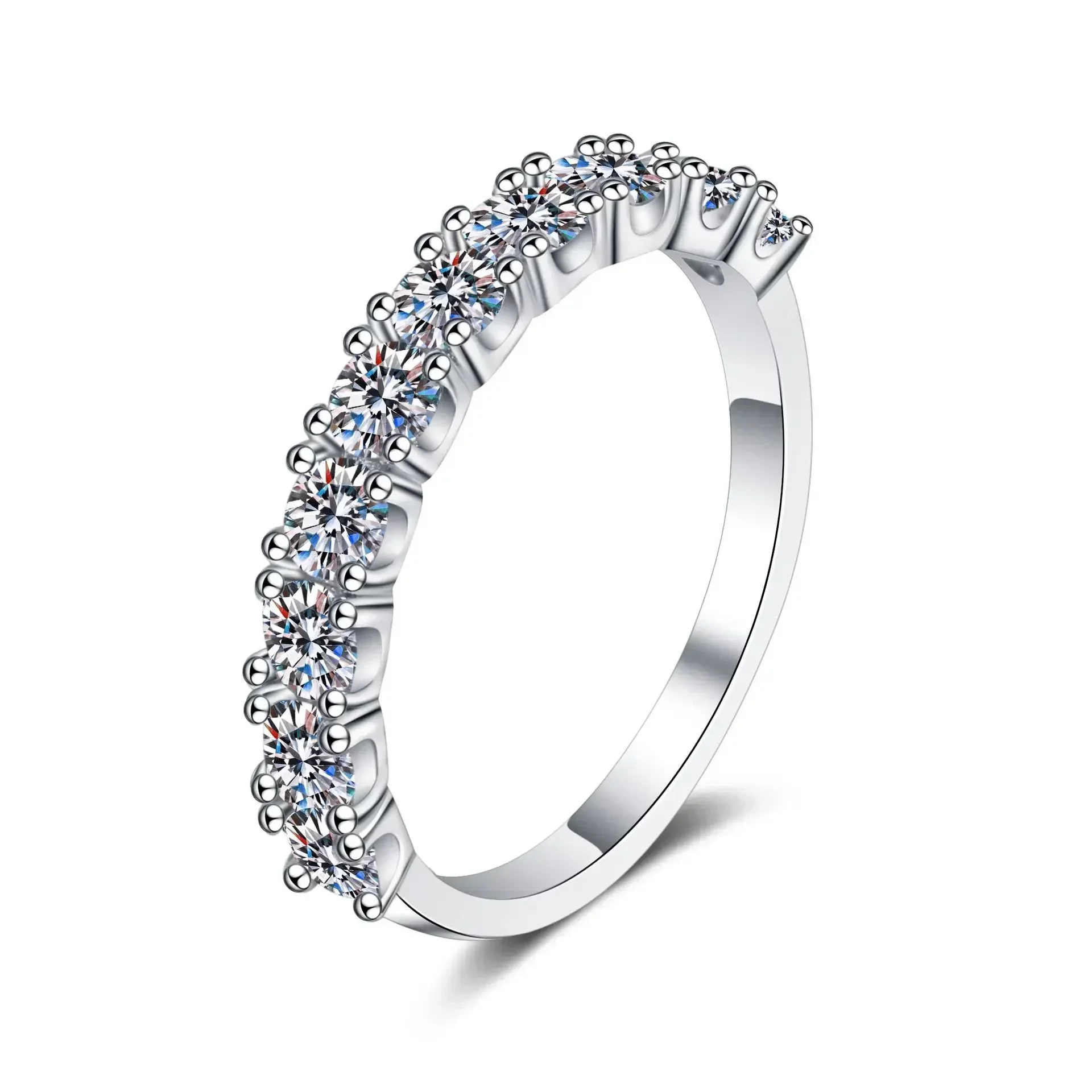 Elegant Design D Color 0.6/1 CT Ten Moissanite One Line Ring for Women Minimalist and Versatile Designer Jewelry Platinum PT950