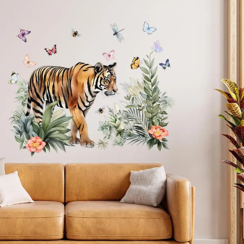 Cartoon Cute Animals Wall Stickers Jungle Tiger Little Flower Duck Self Adhesive Kids Room Kindergarten Home Decorations