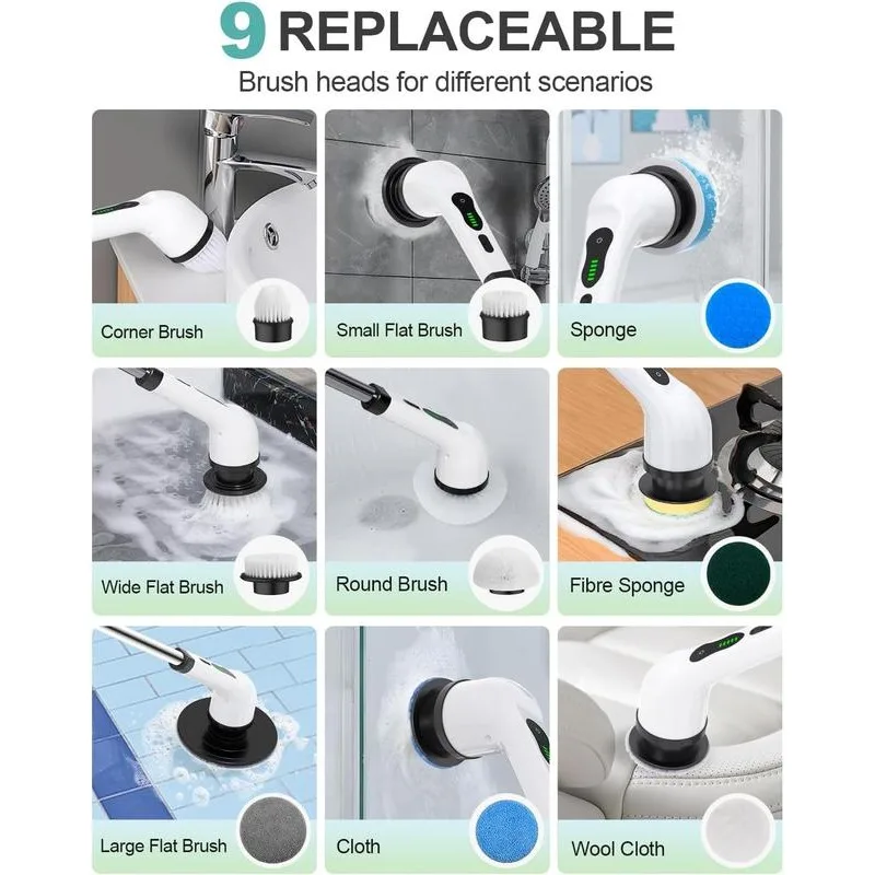 Электрический вращающийся скруббер для чистки ванной комнаты, беспроводная щетка для чистки душа для плиточной ванны, скребок для ванной комнаты