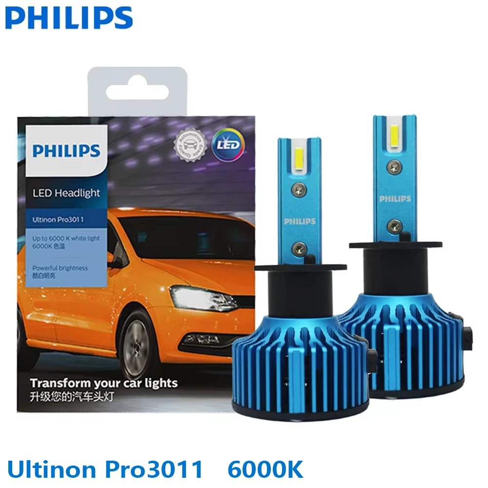 

Philips Ultinon Pro3011 LED H1 12/24 В P14.5s Автомобильный головной светильник 40 Вт Авто 6000 К Ярко-белый Оригинальные модернизированные лампы 11258U3011X2 2x