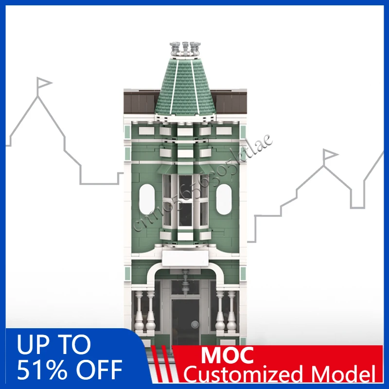 1614 PCS City Street Scene  Main Street Music Shop City Edition MOC Customize Modular Building Block DIY Assembly Toy Gift