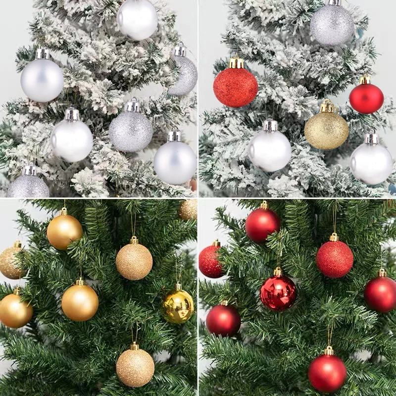 24pcs Christmas Balls Christmas Tree Decoration Christmas Tree Ornaments Hanging Ball Christmas Tree Accessories Home Decoration