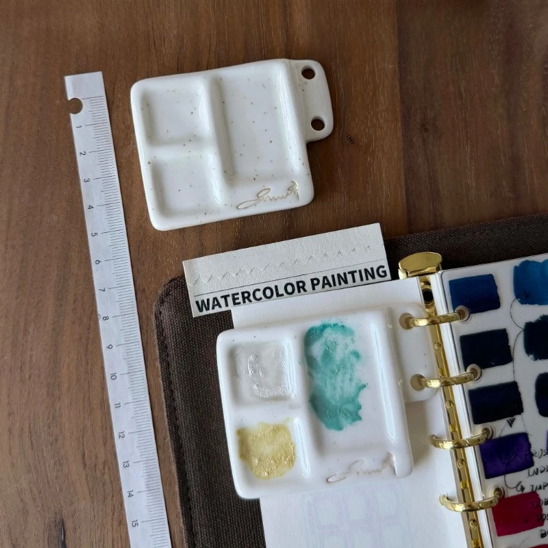 Portable Loose Leaf Ceramic Palette Handmade Ceramic Easy Clean Travel Watercolor Painting Palette Drawing Art Supplies
