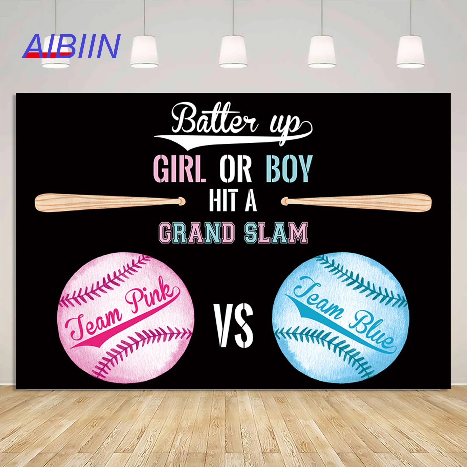 

Baseball Gender Reveal Backdrop Blue or Pink Girl or Boy Sports Photography Background Party Decoration Photozone Poster Prop