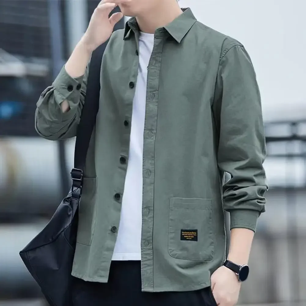 

New Korean Style Men Cargo Shirt Men's Jackets Streetwear Outdoor Casual Jacket Shirt Vintage Spring Autumn Shirt Coat Men Tops