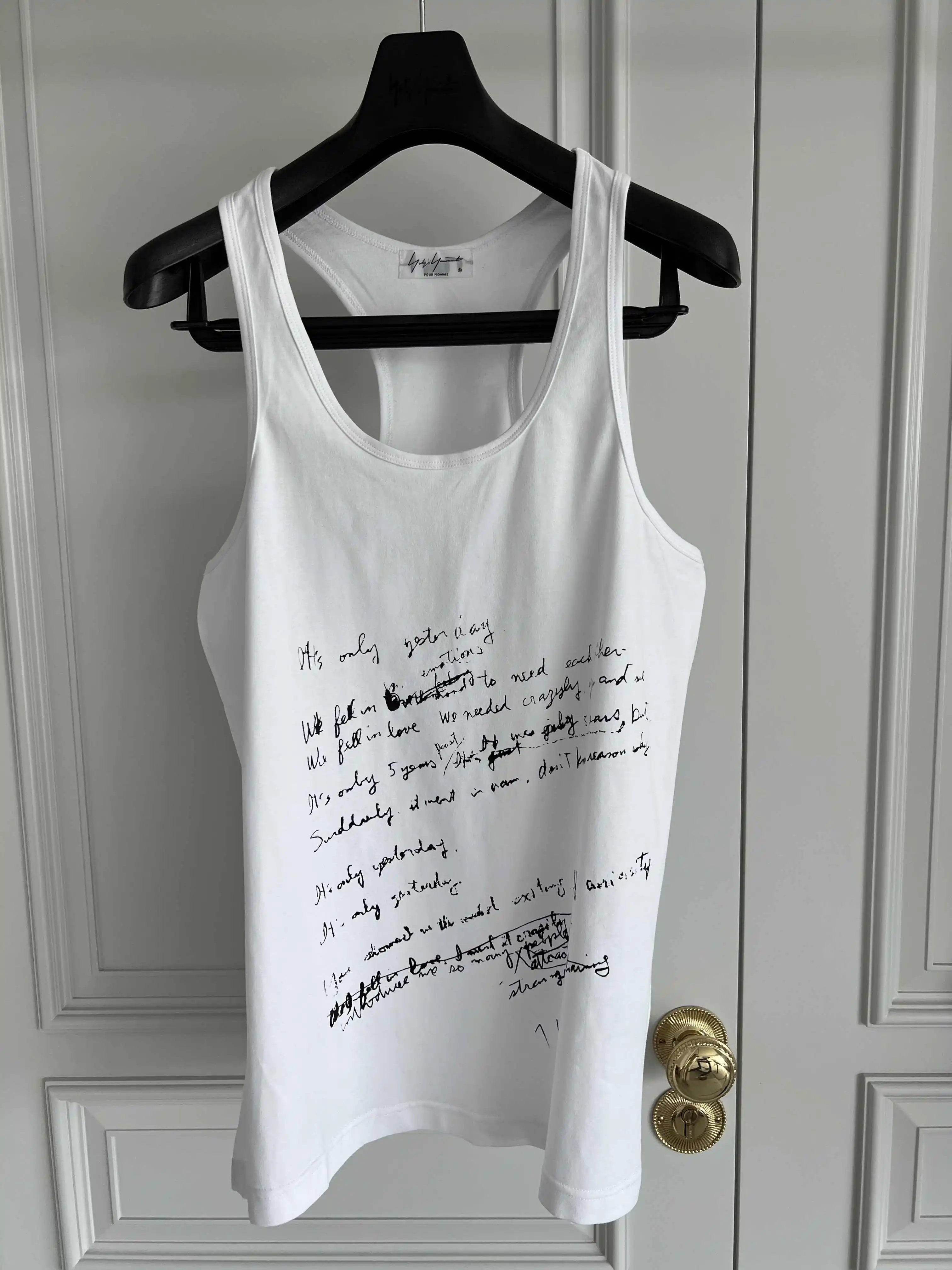 TOP-YAMAMOTO original design pure cotton lyric vest, white horse cotton undershirt, breathable base layer