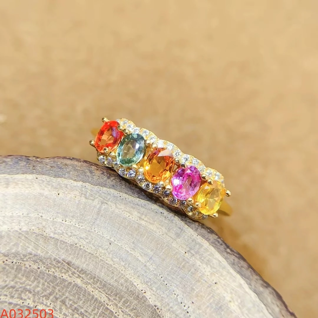 KJJEAXCMY High quality Natural Sapphire Women's Ring S925 Silver Electroplating Process Inlaid High Clarity Support Testin
