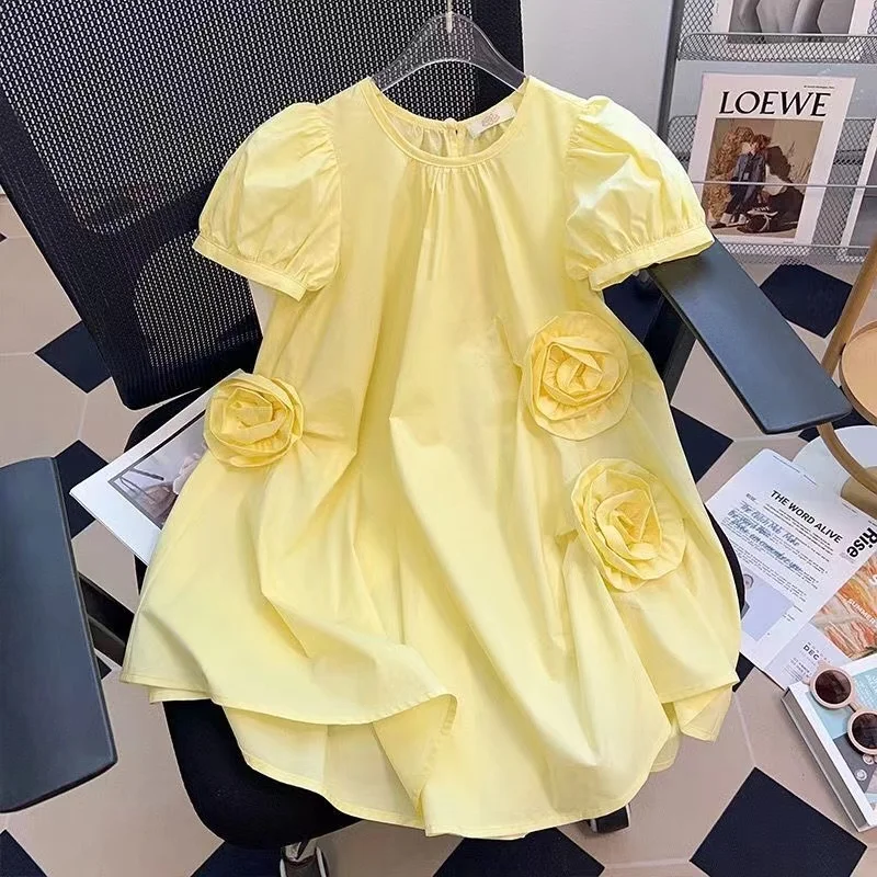 Summer Dress 2024 Summer New Little Girl Fashionable Leisure Princess Dress Children\'s Thin Dress Trend Kids Clothing