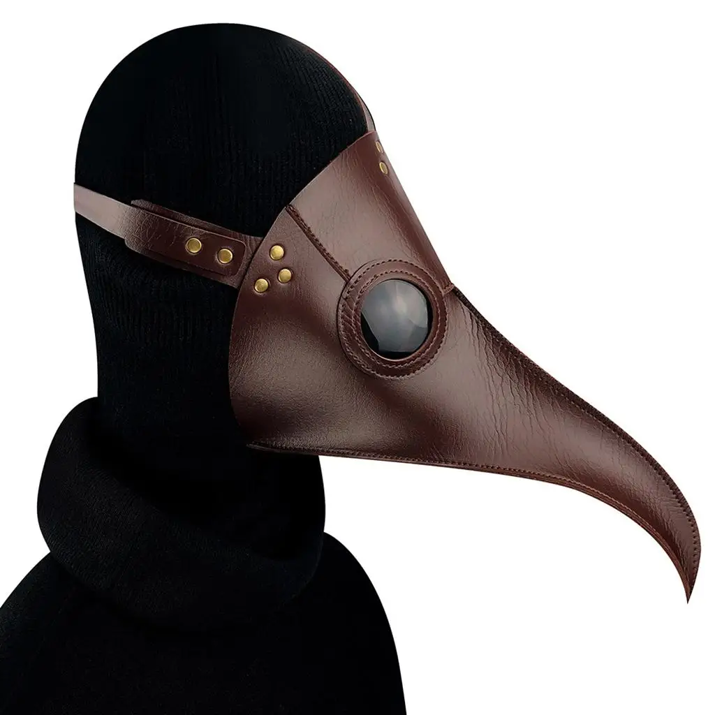 قناع الطاعون Steampunk طويل منقار زي حزام قابل للتعديل بني