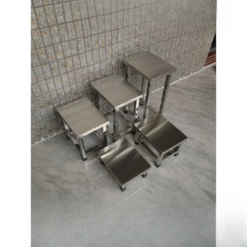 Clean Room Shoe Changing Stool Thickened Restaurant Cafeteria Stool Stainless Steel Square Stool