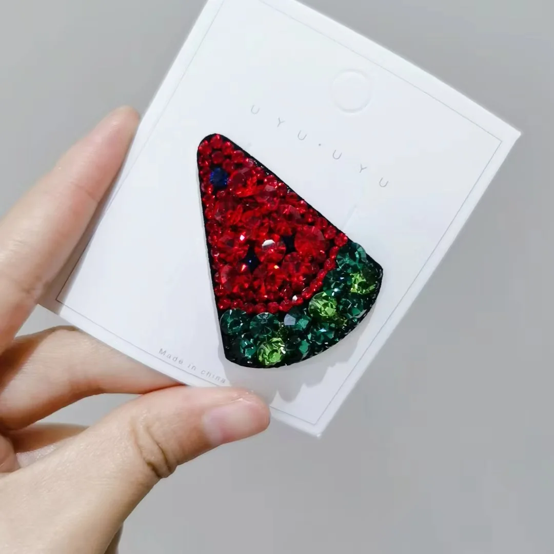 Super Flash Crystal Watermelon Hair Clips for Girl Gift Light Luxury Hair Jewelry Accessories For Women Trendy BB Clip Wholesale