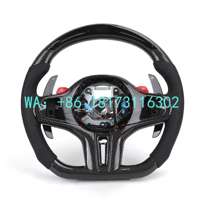 China Plant 2026 Without Button Half Perforated Leather Carbon LED Steering Wheel X3 G01 G20 G30 M2 G87 M3 G80 G81 M4 G8