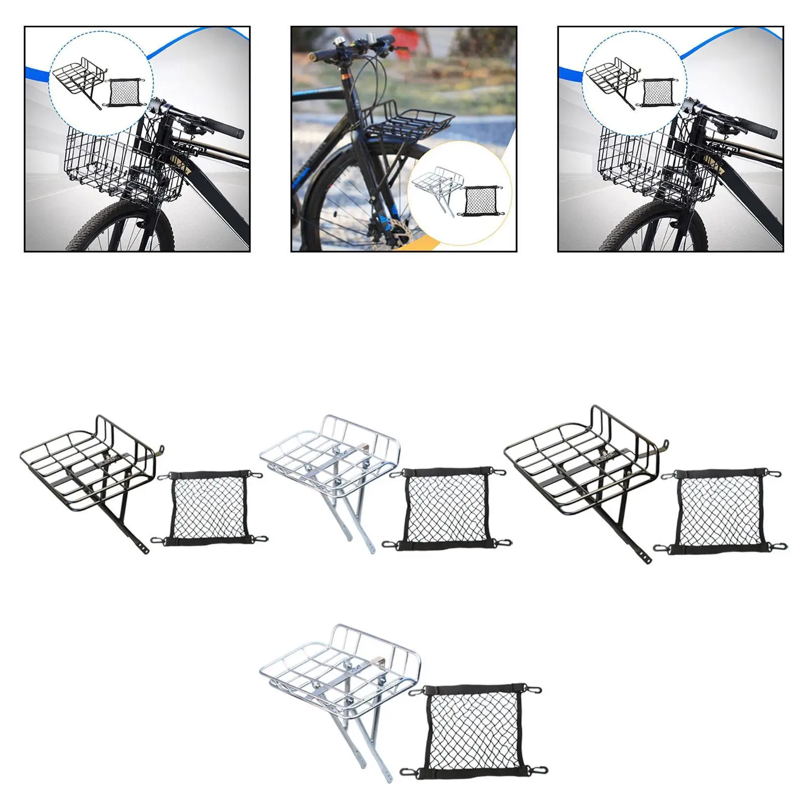 Premium Bicycle Front Cargo Rack Durable Aluminum Alloy Basket Carrier Accessories for Everyday Cycling Needs