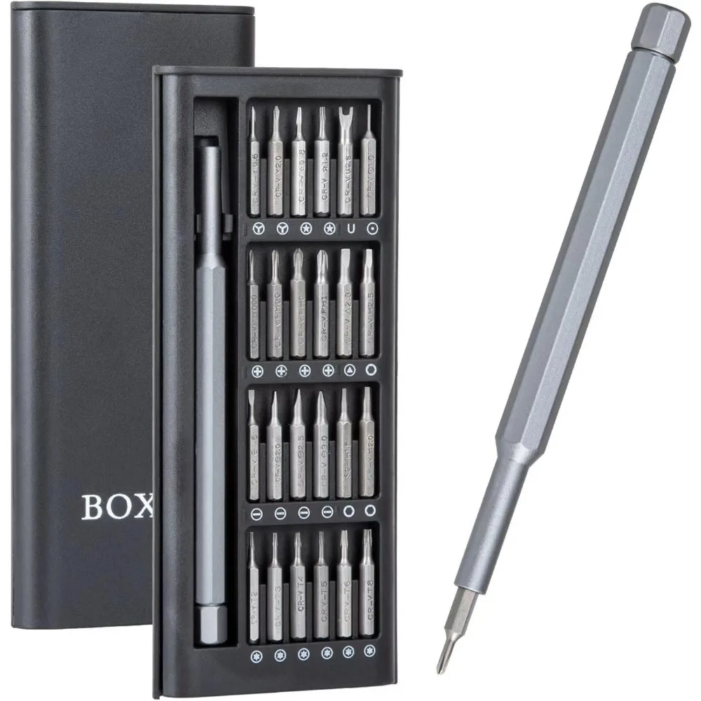 مجموعة مفكات براغي دقيقة صغيرة 24 في 1، مجموعة أدوات إصلاح صغيرة مغناطيسية CRV لساعة الكمبيوتر المحمول والنظارات PS5 Xbox Phone Mac #1