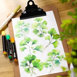 Journal GO 20pcs Vintage Watercolor Plant Landscaping PET Sticker Nature of Leaf Language Creative DIY Journal Material Collage