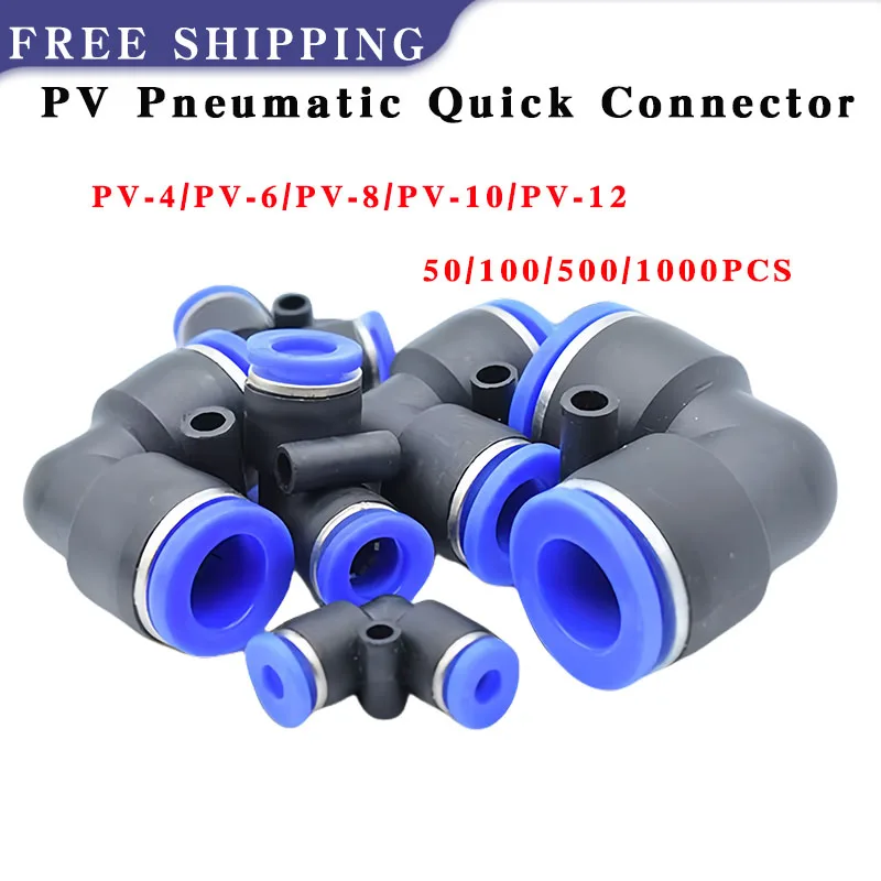 

10PCS PV Degree Elbow Pneumatic Quick Fitting Plastic 4mm 6mm 8mm 10mm 12mm Air Hose Fitting Pipe Push In Water Quick Connector