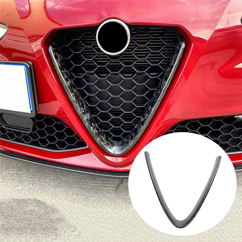 

Forged Carbon Fiber Front Grill Grille Frame Cover V Shape Trim for Alfa Romeo Giulia 2017-2023