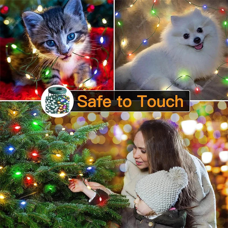 أضواء شجرة عيد الميلاد الذكية 400 المصابيح بلوتوث App التحكم RGB DIY اتبع الموسيقى إيقاع الجنية سلسلة أضواء لزينة عيد الميلاد