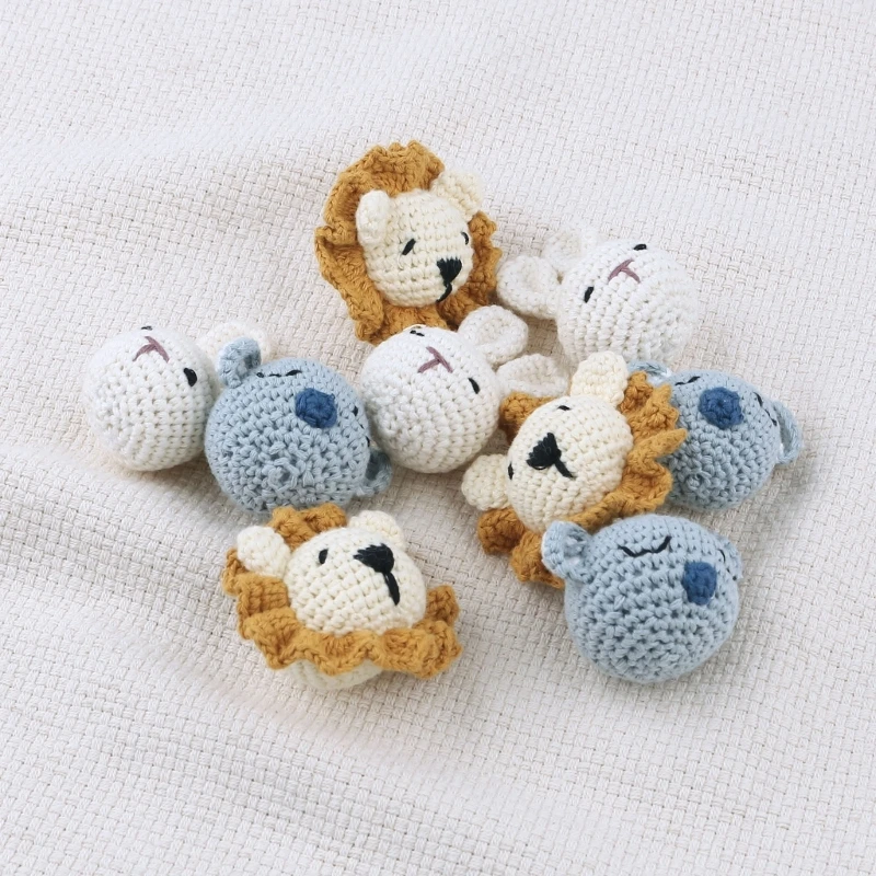 Crochet Animal Cabeça Knitting Beads DIY Bebê Chupeta Cadeia Chewable Acessórios Infantil Newborn Mordedor Handmade Durable