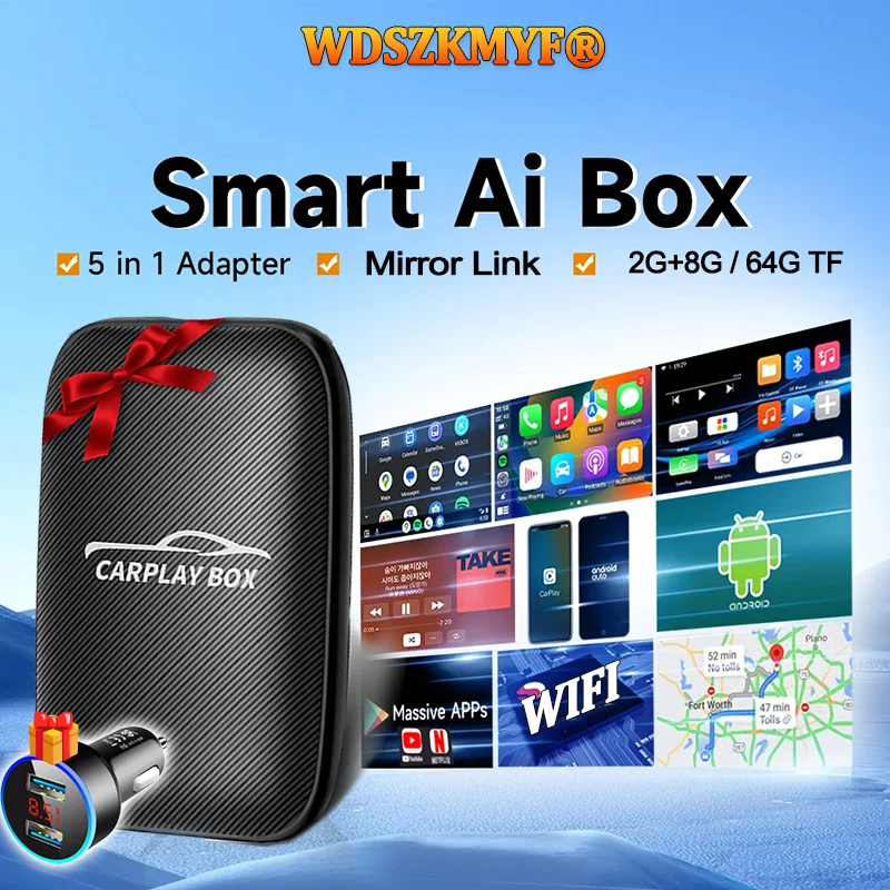 

4in1 Smart Carplay Box Android Auto Wireless CarPlay Adapter GPS Navigation Plug And Play WIFI TV BOX Support Netflix YouTube