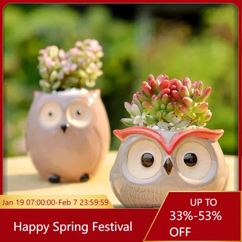 1Pcs Nordic Garden Supplies Decoration Creative Succulent Owl Flower Pot Pastoral Cute Animal European Style Household Flowerpot