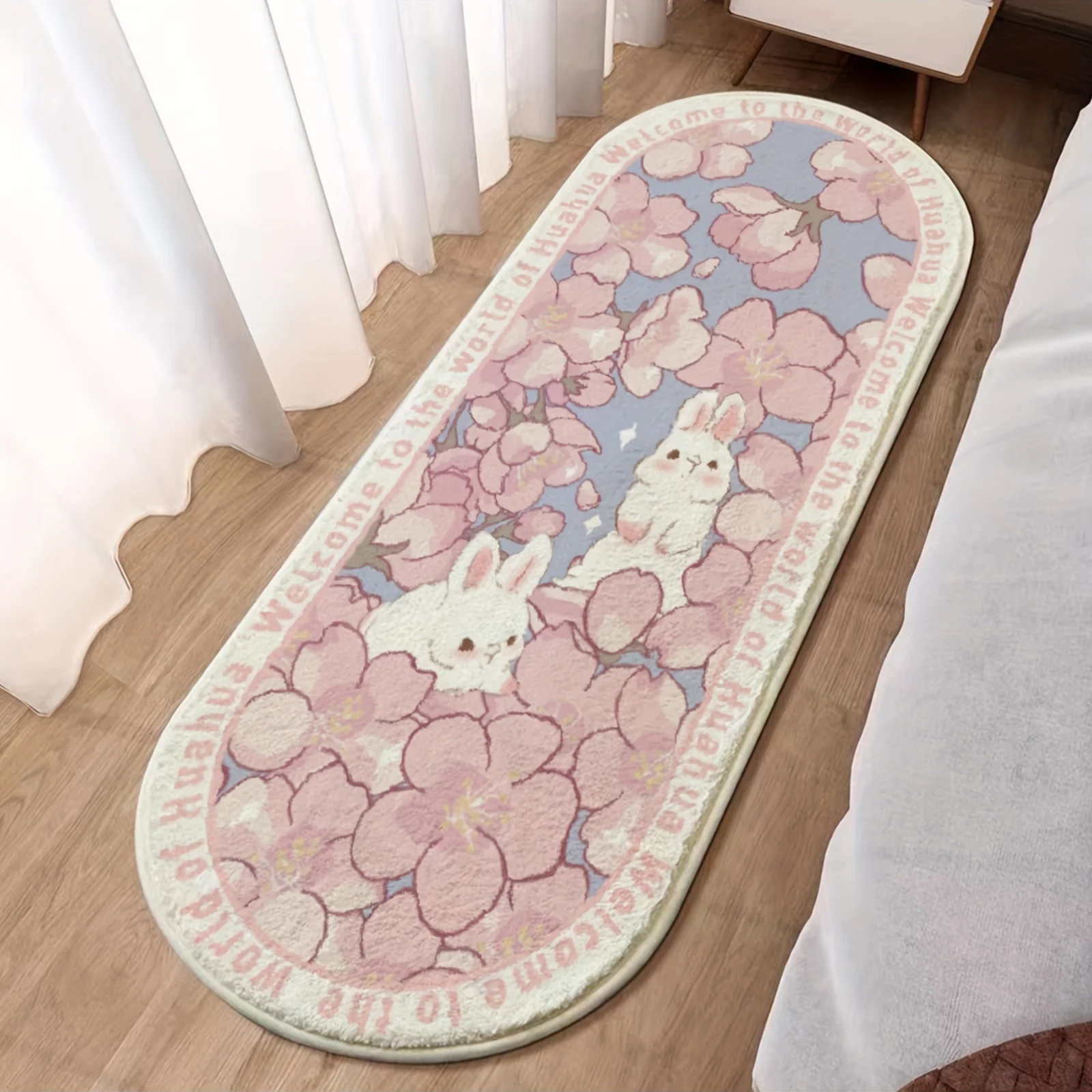 VIKAMA Schöne Garten Niedlichen Kaninchen Teppich Schlafzimmer Nachttisch Decke Weiche Boden Matte Teppich Live Zimmer Fußmatte Willkommen Matte Hause Decorat