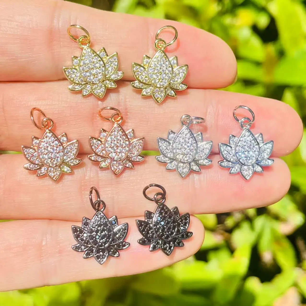 5 قطع الزركون تمهيد النحاس زهرة لوتس سحر النتائج مجوهرات للنساء اليدوية والمجوهرات سوار القرط قلادة الإبداعات