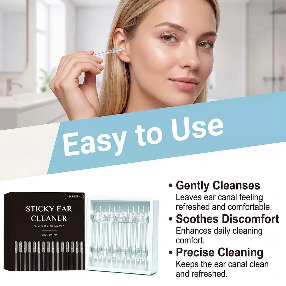 Adult Sticky Ear Cleaning Sticks Gentle Debris Removal Tool with Dustproof Black Storage Box Daily Personal Care Accessories