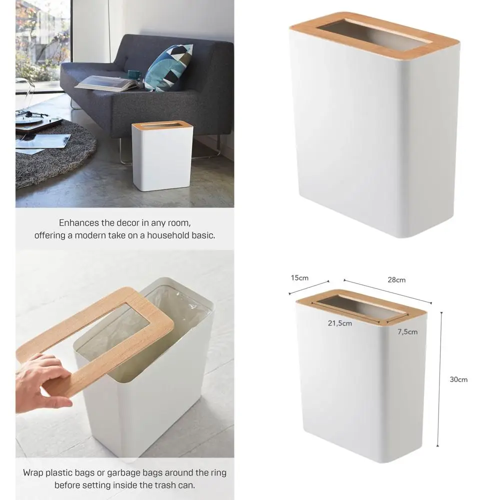 

Компактная металлическая и деревянная урна для мусора для дома, кухни и ванной комнаты