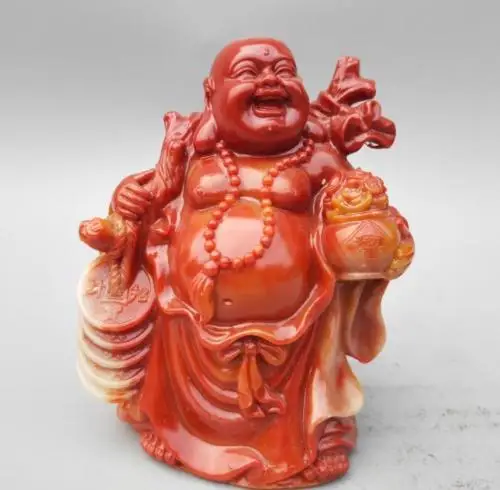 Home Furnishing Decoration Chinese Shoushan Stone Carving Wealth Maitreya Buddha Happy Buddha Laughing Buddha Statue
