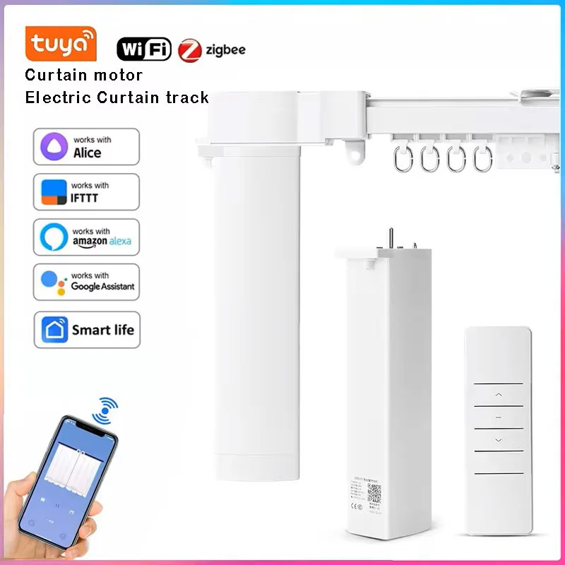 Najnowszy silnik do zasłon 137mm Tuya Wifi Zigbee, elektryczny napęd do zasłon, szyna, drążek, kompatybilny z Google Alexa Alice do inteligentnego domu
