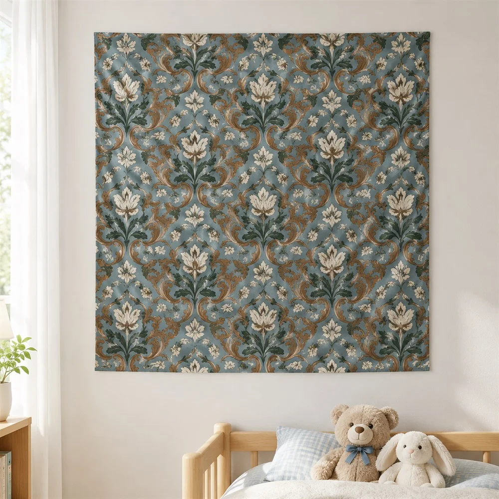 VIKAMA Leather Tooling Tapestry Wall Hanging, Vintage Craft Wall Art, Rustic Decor for Living Room Bedroom Study Office