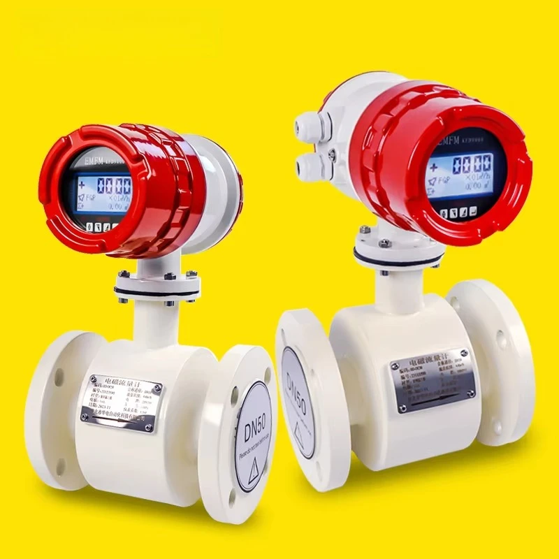 Digital Liquid Magnetic FlowMeter with Lcd Display 4-20mA RS485 Battery Flanged Electromagnetic Flow Meter for Water Fuel
