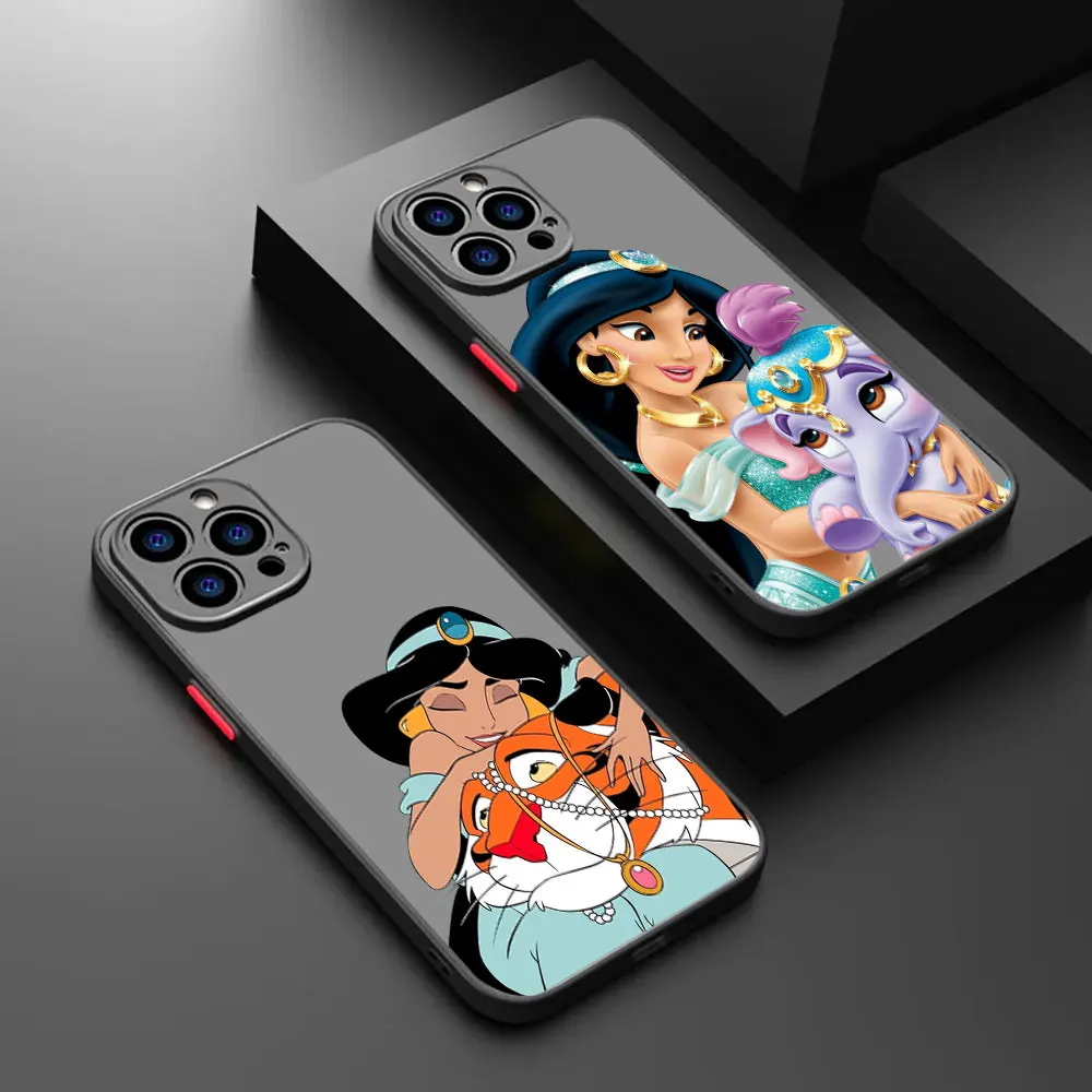 Disney Aladdin Jasmine Princess Cases For Apple iPhone 15 14 13 12 11 XS Pro Max Mini 8 7 Plus SE X XR Phone Case Frosted Cover