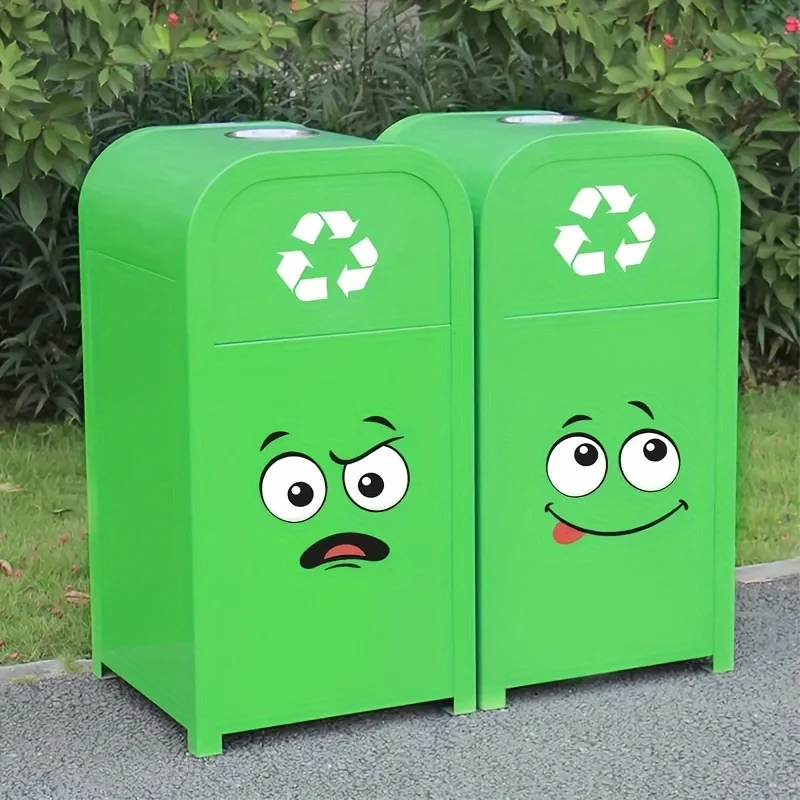 Autocollants auto-adhésifs en PVC imperméable, 4 pièces, visage de dessin animé, poubelles, décoration de la maison, Expression du visage, toilettes