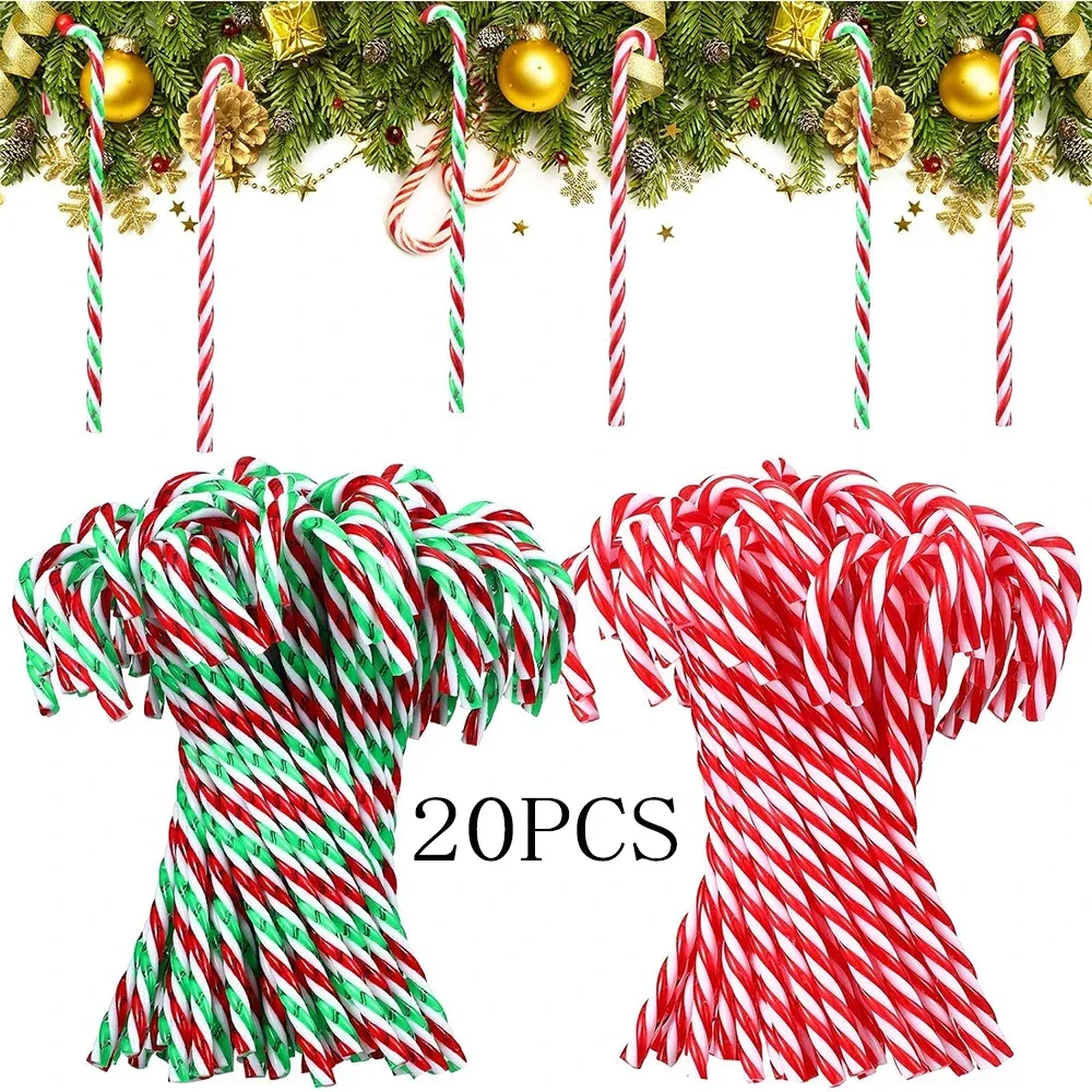 20 piezas bastones de caramelo de Navidad acrílico árbol de Navidad colgante muleta colgante fiesta de año nuevo decoración del hogar adornos regalos