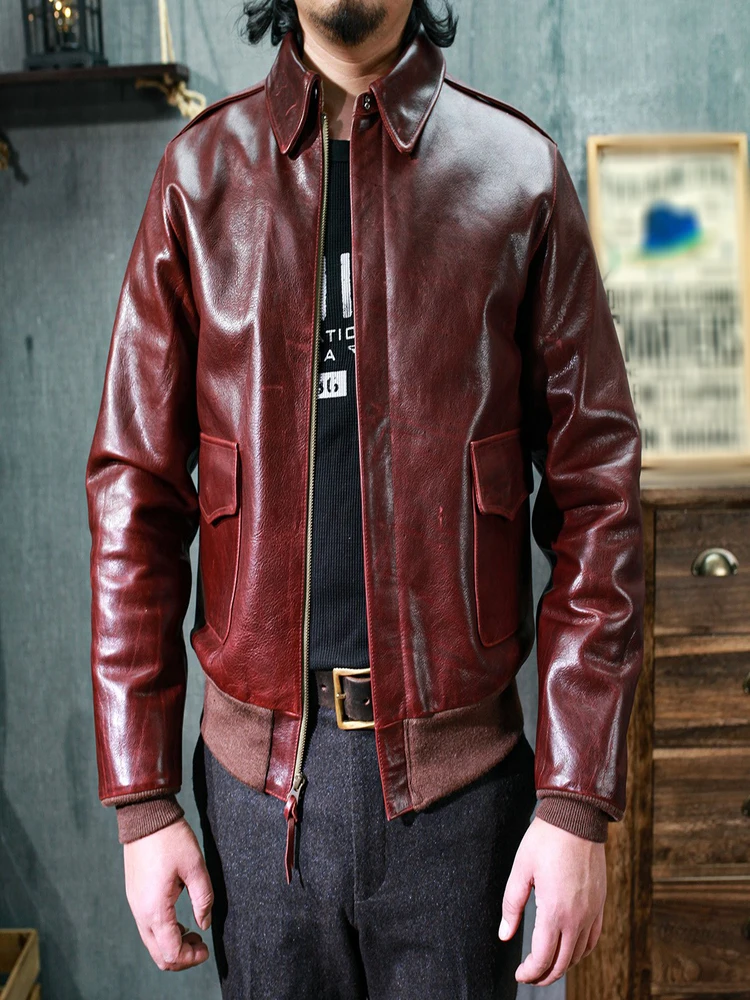 SDHA2 Super Top Quality Slim Fitting Heavy 1.6mm Genuine US Horween Cow Leather Classic Cowhide Stylish A2 Jacket