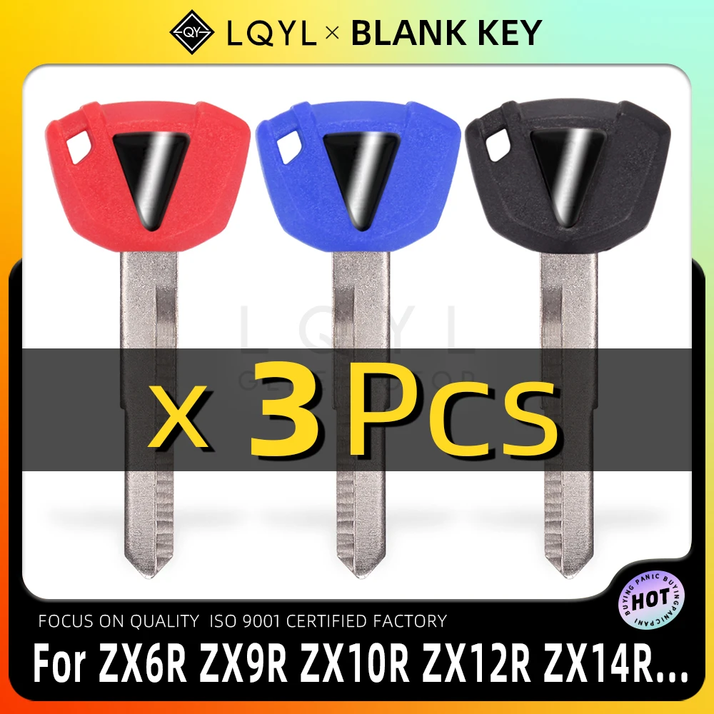 

3Pcs New Blank Key Motorcycle Replace Uncut Keys For Kawasaki ZX6R ZX9R ZX10R ZX12R ZX14R ZZR1400 Ninja ER6N ER6F ER6R KLE650