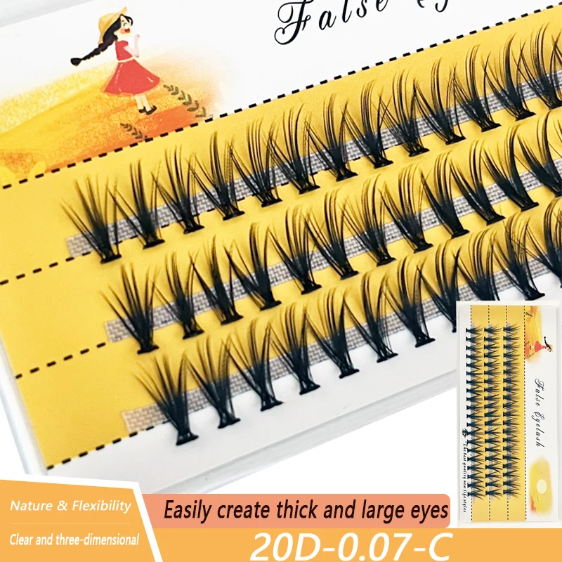 Anlinnet 60 Bundles Mink Eyelash Extension Natural 3D Russian Volume Faux Eyelashes Individual 20D Cluster Lashes Makeup Cilia