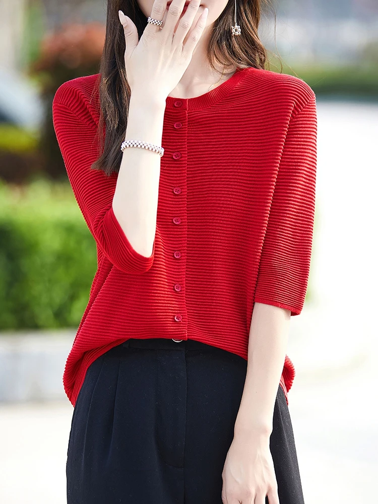 Sommer Loose Fit runde Ne Silk Seven Sve Open Cardigan Damen Schlankheitsfarbe Vielseitige ort Sve Oberbekleidung