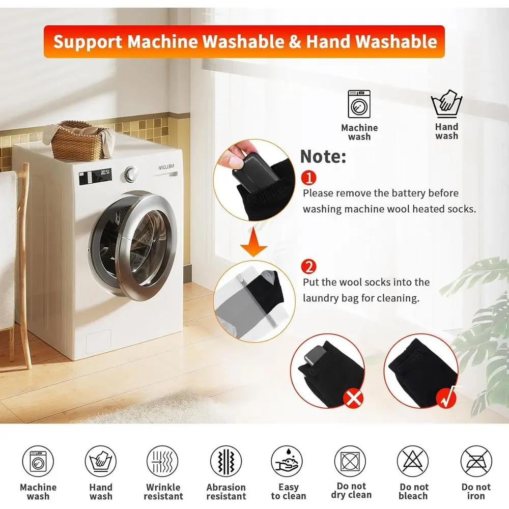 جوارب ساخنة للرجال والنساء، جوارب تسخين كهربائية 3 مستويات تسخين مع بطارية 4000 مللي أمبير * 2 قابلة لإعادة الشحن، جوارب قابلة للغسل في الغسالة #6
