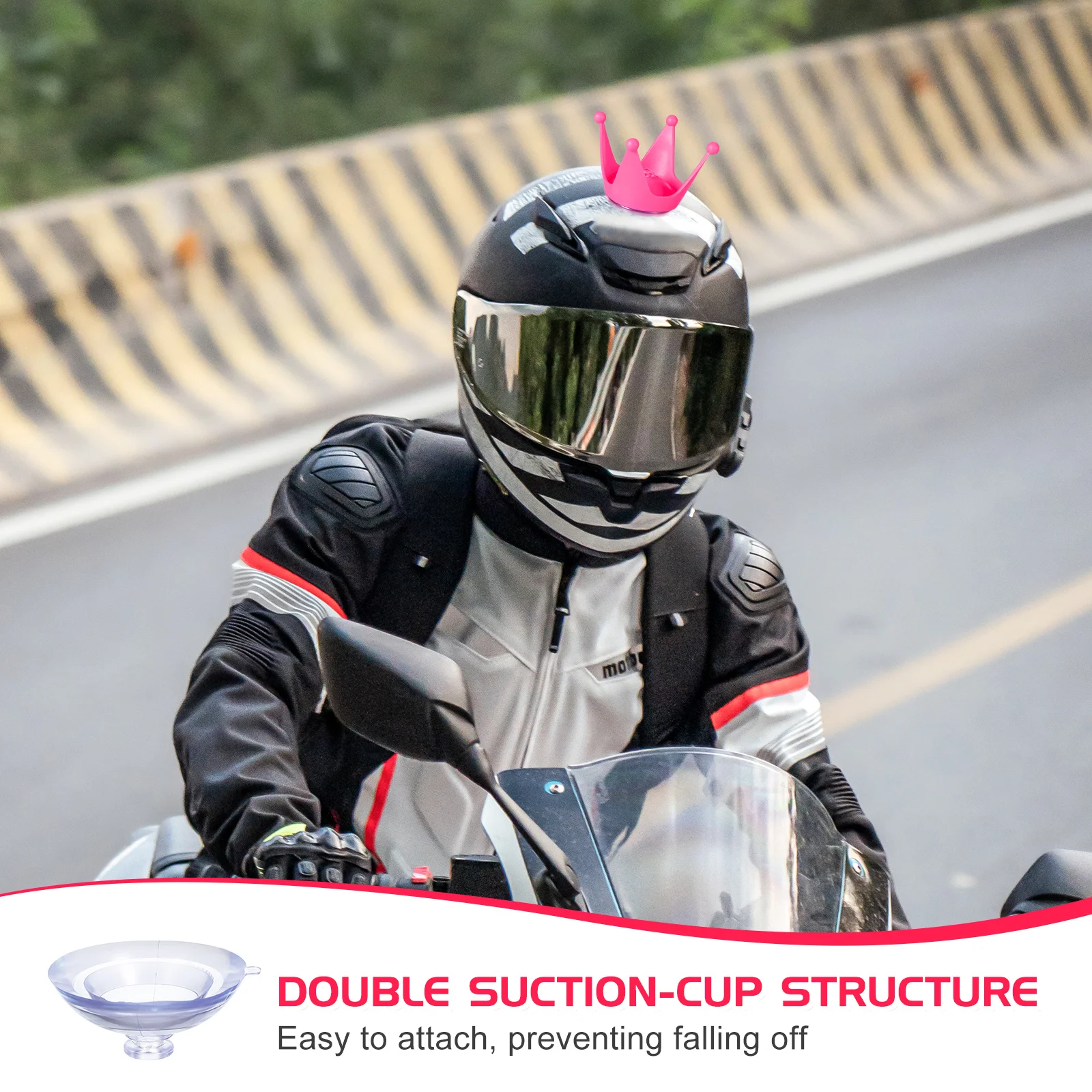 Ventosa para motocicleta, decoración de silicona Premium, Color brillante, doble ventosa, antideslizante, rosado, 1 Uds.