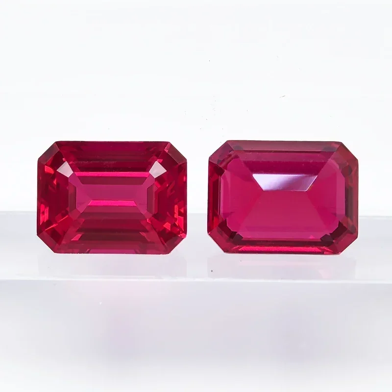 

Top Quality Laboratory Ruby Red Color Emerald Cut Charms Gemstone Jewelry DIY Ring Necklace Earrings Main Materials with Certifi
