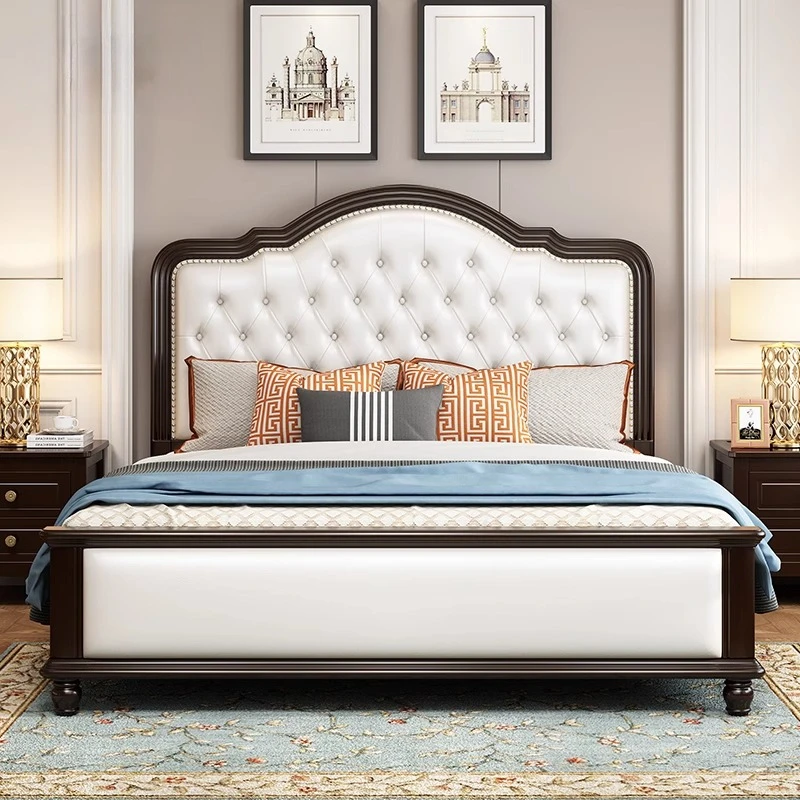 سرير مزدوج فاخر للتخزين على شكل كوين سرير منزلي متين للطالبات سرير مزدوج إسكندنافي أثاث حديث منجد من Letto Matrimoniale