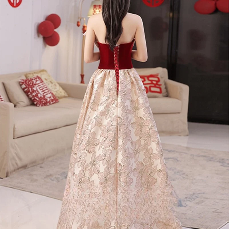 High Quality |Toasting Women Dress New Style Hepburn Little Red Skirt Pink Strapless Female