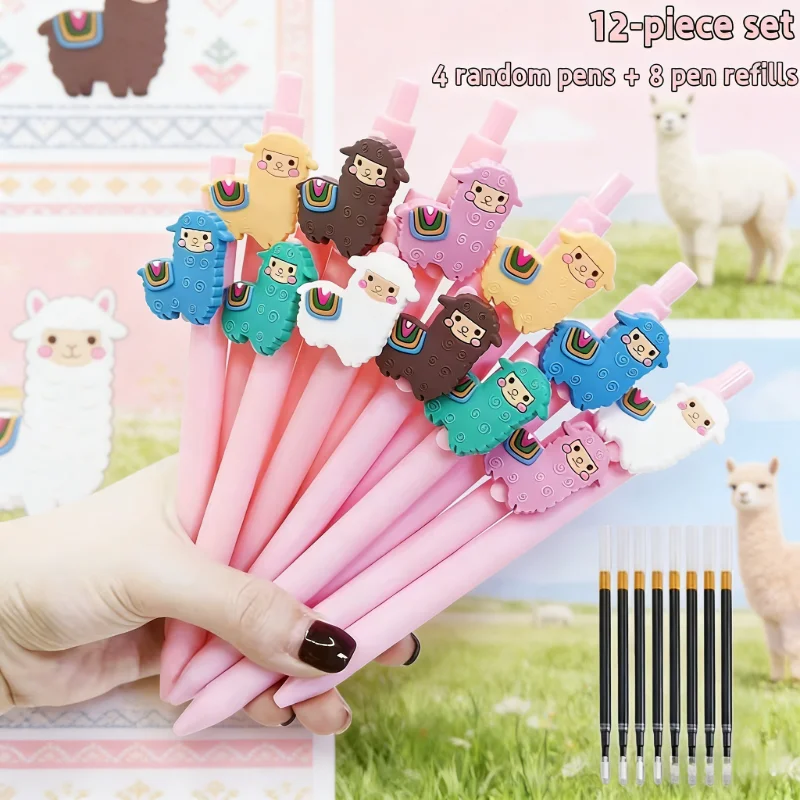 

Набор из 12 цветных шариковых ручек серии Alpaca (4 ручки + 8 сменных стержней), подходят для школы, офиса и других случаев.