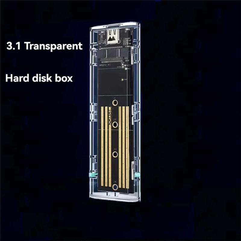 Custodia SSD M2 da 2 pezzi Custodia SSD M.2 NVME Custodia per disco rigido trasparente USB 3.1 Type-C SSD portatile 5 Gbps per PC