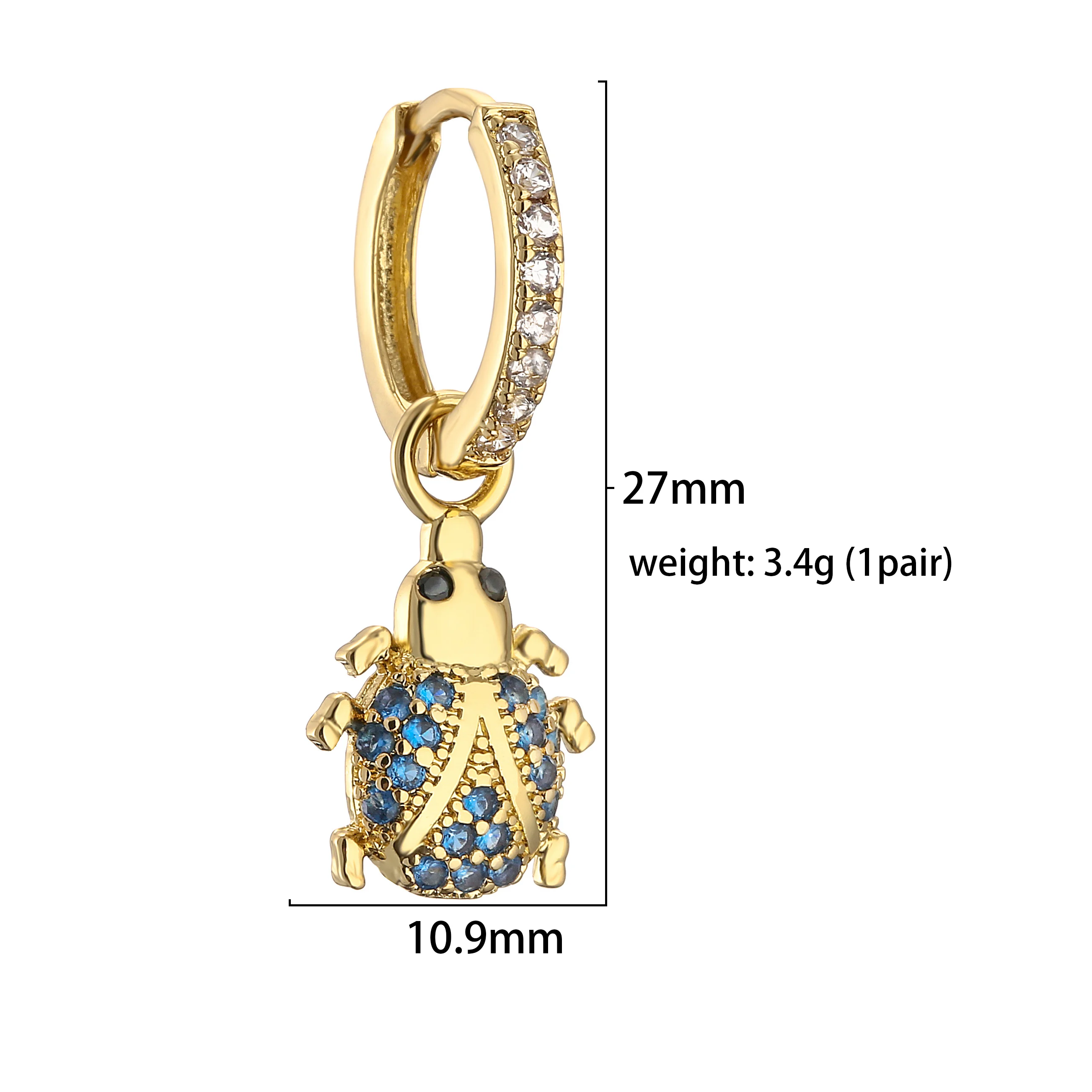 18K Gold Plated Brass New Design CZ Zircon Small Hoops Earrings for Women Lightning cross moon Huggie Fashion Jewelry