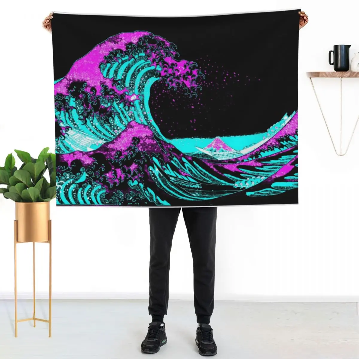 

Vapourwaves Japanese Digital Art Throw Blanket Thin Soft Blanket for Summer Night Sleeping